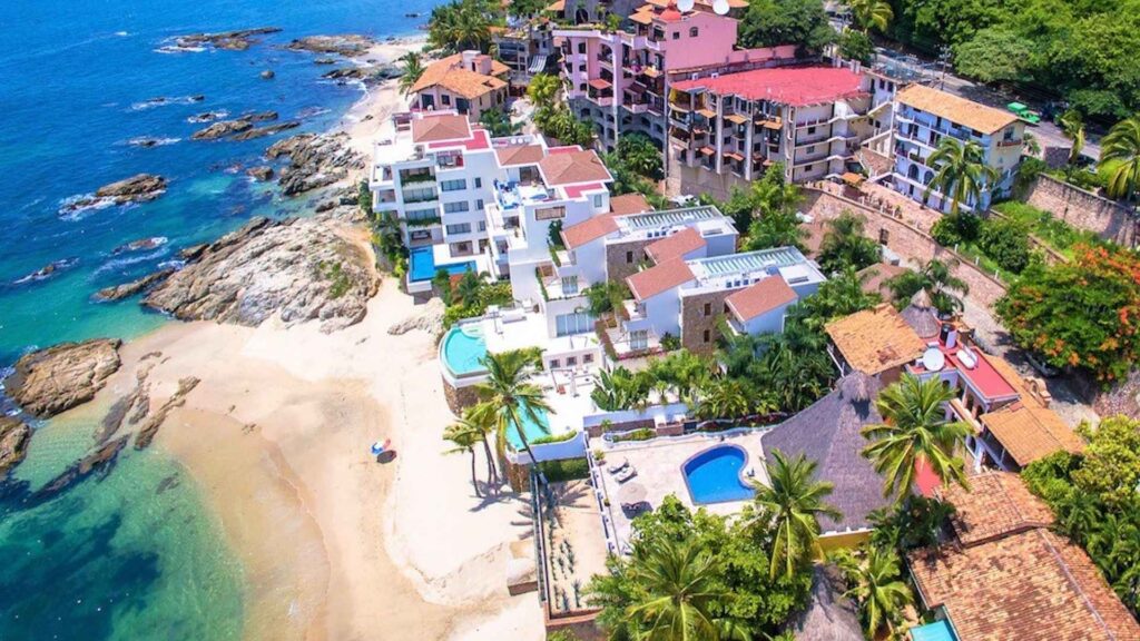 Birdseye view of Villa Verde, a beachfront villa in Puerto Vallarta.