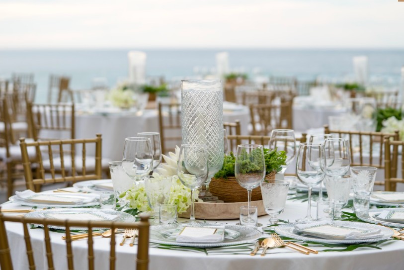 Wedding table set up at a Puerto Vallarta wedding villa