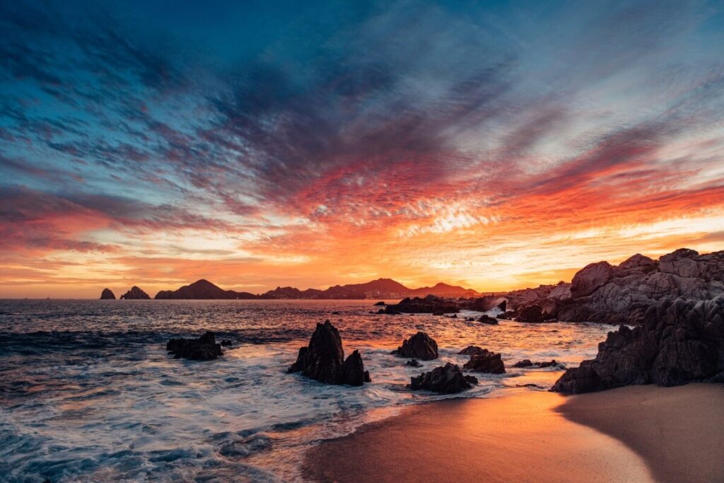Dramatic sunset in Cabo San Lucas