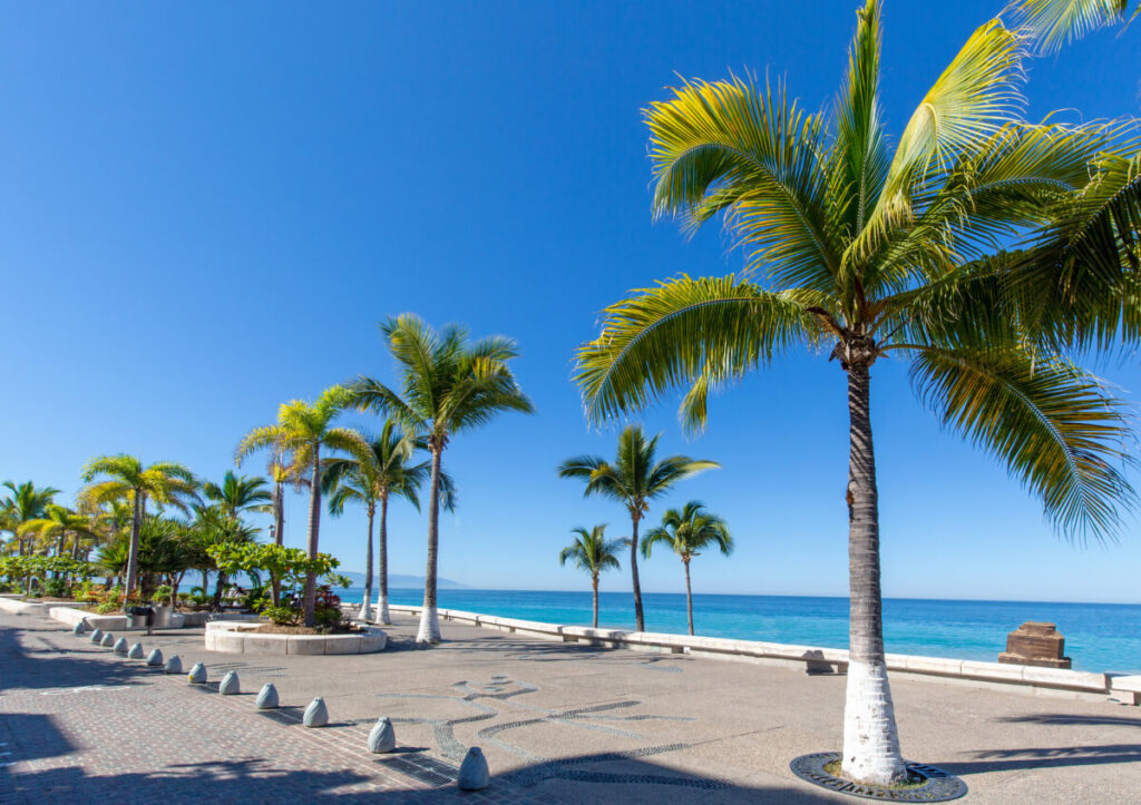 Puerto Vallarta sea promenade, El Malecon, with ocean lookout